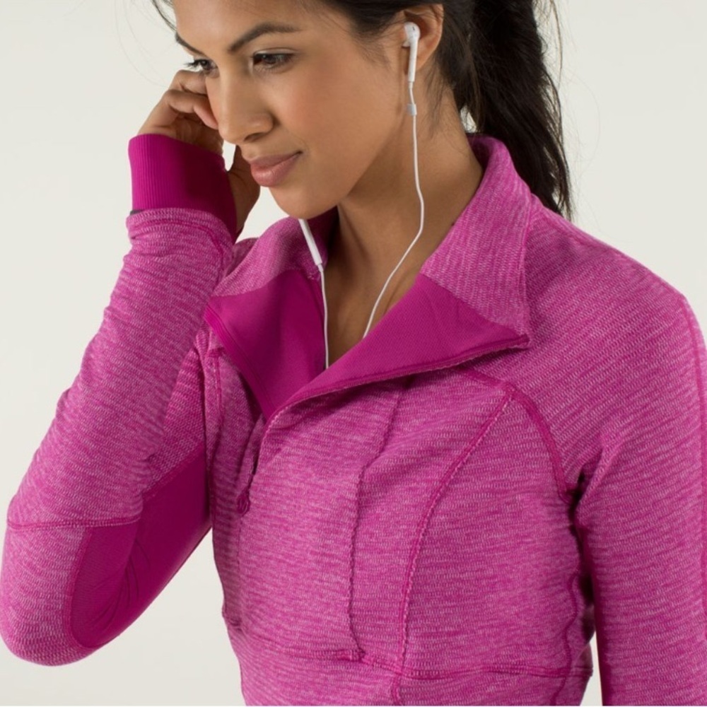 LULULEMON Base Runner 1/2 Zip Raspberry Pink Size 10 - Picture 5 of 16